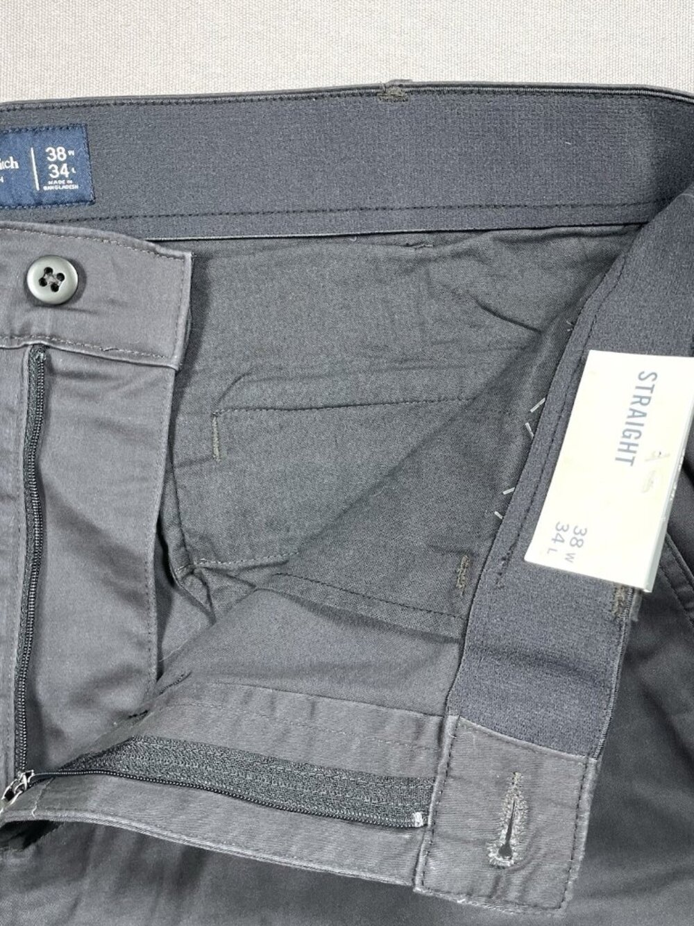 NWT Abercrombie & Fitch Modern Chino Straight Dark Gray Pants - Men Size 38 X 34 - Picture 5 of 13
